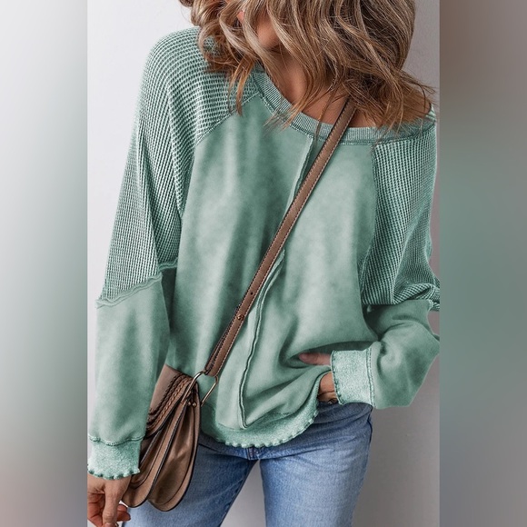 Exposed Seam Long Sleeve Sweatshirt - Picture 1 of 14